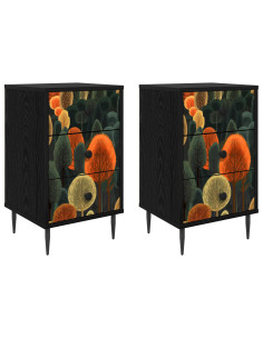 Armadio da Notte ZAANDAM 2 pz Rovere Nero 36 x 33 x 61 cm 2