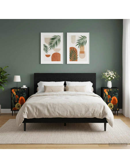 Armadio da Notte ZAANDAM 2 pz Rovere Nero 36 x 33 x 61 cm
