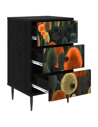 Armadio da Notte ZAANDAM 2 pz Rovere Nero 36 x 33 x 61 cm