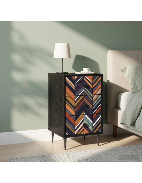 Armadio da Notte OMMEN 2 pz Rovere Nero 36 x 33 x 61 cm