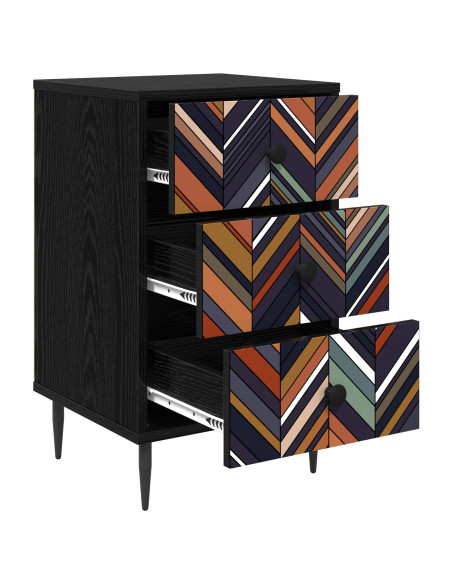 Armadio da Notte OMMEN 2 pz Rovere Nero 36 x 33 x 61 cm