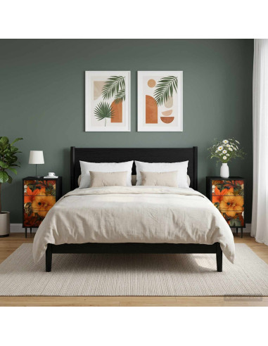 Armadio da Notte GENNEP 2 pz Rovere Nero 36 x 33 x 61 cm
