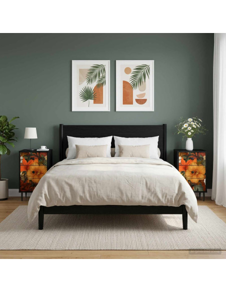 Armadio da Notte GENNEP 2 pz Rovere Nero 36 x 33 x 61 cm