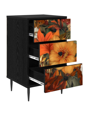 Armadio da Notte GENNEP 2 pz Rovere Nero 36 x 33 x 61 cm