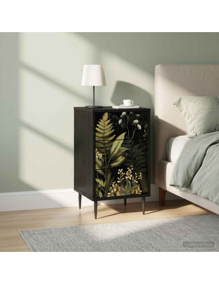 Armadio da Notte RHENEN 2 pz Rovere Nero 36 x 33 x 61 cm