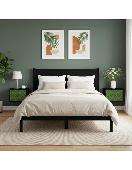 Mobiletto da comodino a parete GELEEN 2 pz Rovere Nero