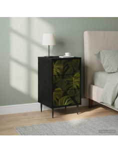 Armadio da Notte ELBURG 2 pz Rovere Nero 36 x 33 x 61 cm