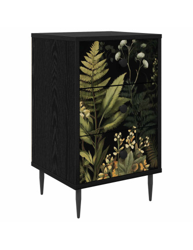 Armadio da Notte RHENEN Rovere Nero 36 x 33 x 61 cm