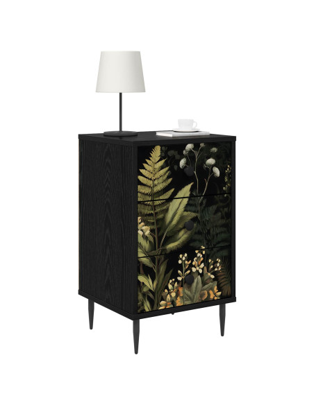 Armadio da Notte RHENEN Rovere Nero 36 x 33 x 61 cm