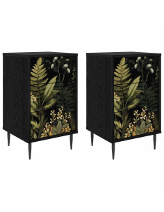 Armadio da Notte RHENEN 2 pz Rovere Nero 36 x 33 x 61 cm 2