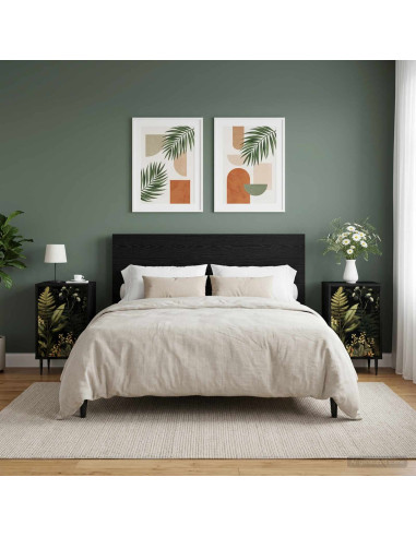 Armadio da Notte RHENEN 2 pz Rovere Nero 36 x 33 x 61 cm