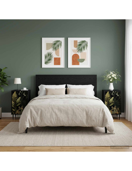 Armadio da Notte RHENEN 2 pz Rovere Nero 36 x 33 x 61 cm