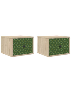 Mobiletto da comodino a parete GELEEN 2 pz Rovere Sonoma 2