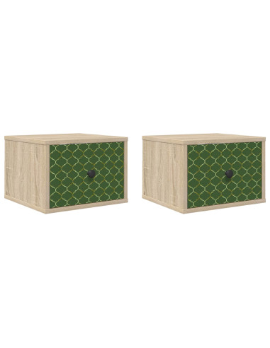 Mobiletto da comodino a parete GELEEN 2 pz Rovere Sonoma