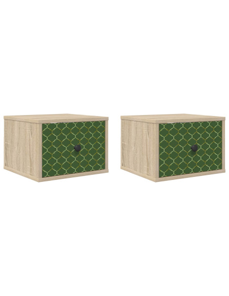 Mobiletto da comodino a parete GELEEN 2 pz Rovere Sonoma