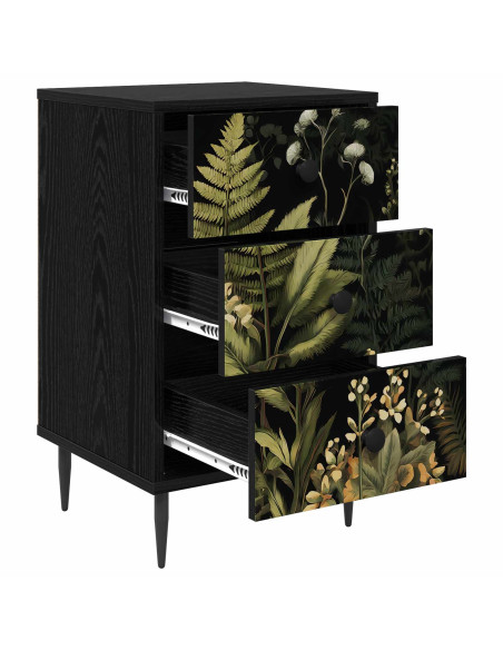 Armadio da Notte RHENEN 2 pz Rovere Nero 36 x 33 x 61 cm
