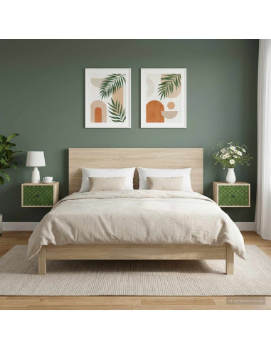 Mobiletto da comodino a parete GELEEN 2 pz Rovere Sonoma
