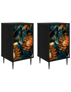 Armadio da Notte LOCHEM 2 pz Rovere Nero 36 x 33 x 61 cm 2
