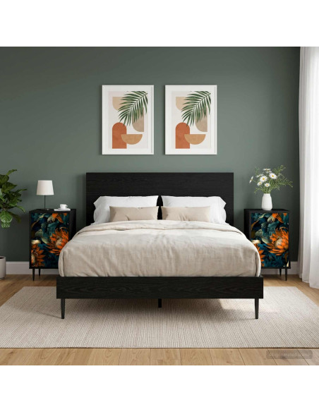 Armadio da Notte LOCHEM 2 pz Rovere Nero 36 x 33 x 61 cm