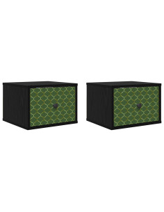 Mobiletto da comodino a parete GELEEN 2 pz Rovere Nero 2