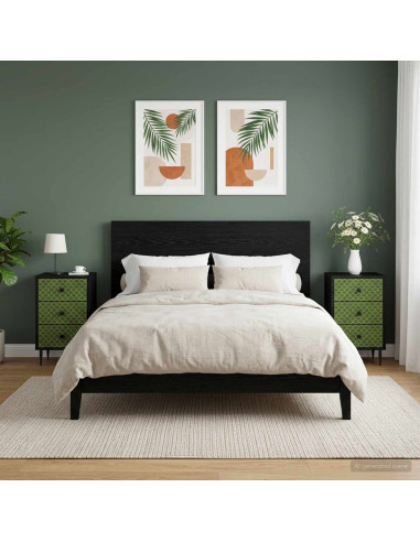 Armadio da Notte GELEEN 2 pz Rovere Nero 36 x 33 x 61 cm