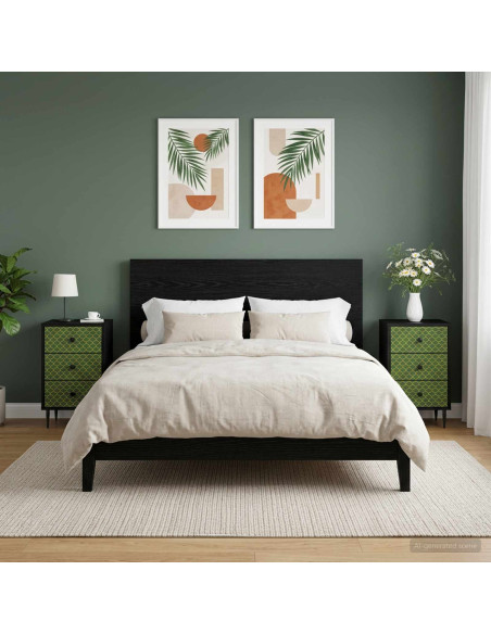 Armadio da Notte GELEEN 2 pz Rovere Nero 36 x 33 x 61 cm