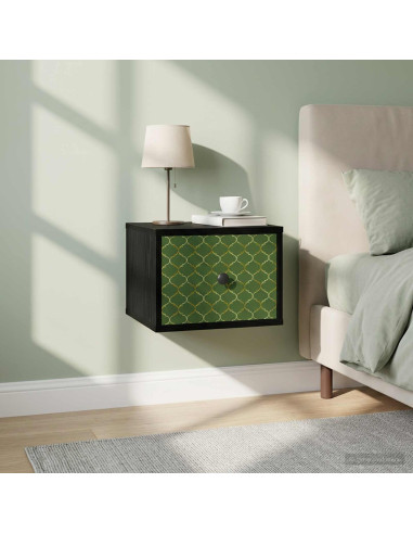 Mobiletto da comodino a parete GELEEN 2 pz Rovere Nero