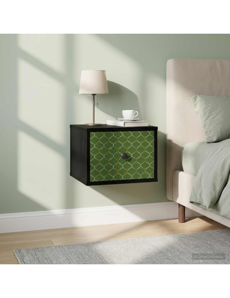 Mobiletto da comodino a parete GELEEN 2 pz Rovere Nero