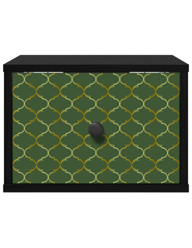 Mobiletto da comodino a parete GELEEN 2 pz Rovere Nero