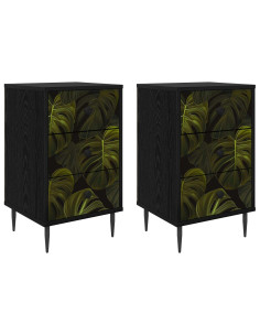 Armadio da Notte ELBURG 2 pz Rovere Nero 36 x 33 x 61 cm 2