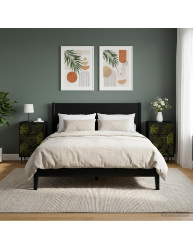 Armadio da Notte ELBURG 2 pz Rovere Nero 36 x 33 x 61 cm