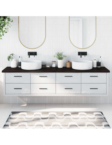 Piano Bagno Marrone Scuro 220x50x(2-4)cm Legno Trattato