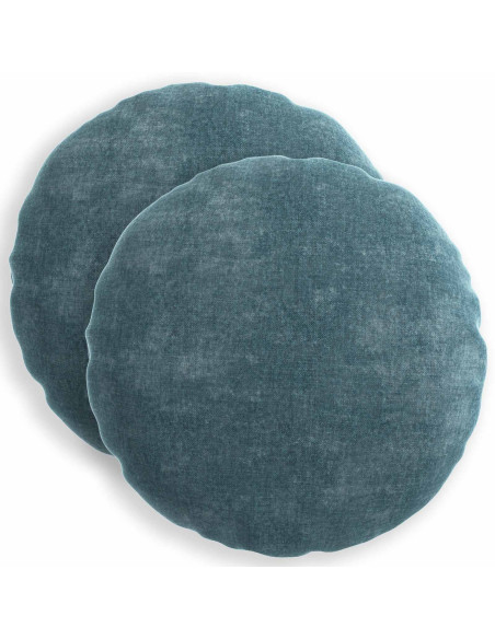 Federa 2 pz HEERLEN Blu Ø 60 cm Tessuto Chenille