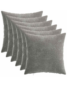 Federa 6 pz HEERLEN Grigio Scuro 30 x 30 cm Tessuto Chenille