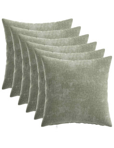 Federa 6 pz HEERLEN Verde 30 x 30 cm Tessuto Chenille