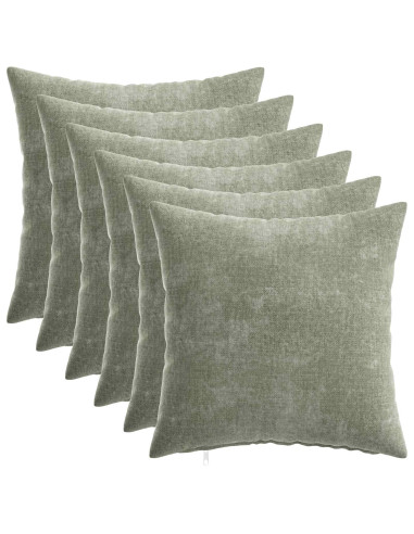 Federa 6 pz HEERLEN Verde 30 x 30 cm Tessuto Chenille