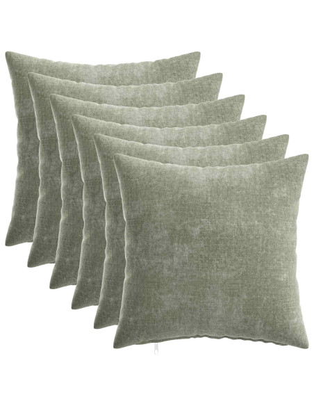 Federa 6 pz HEERLEN Verde 30 x 30 cm Tessuto Chenille