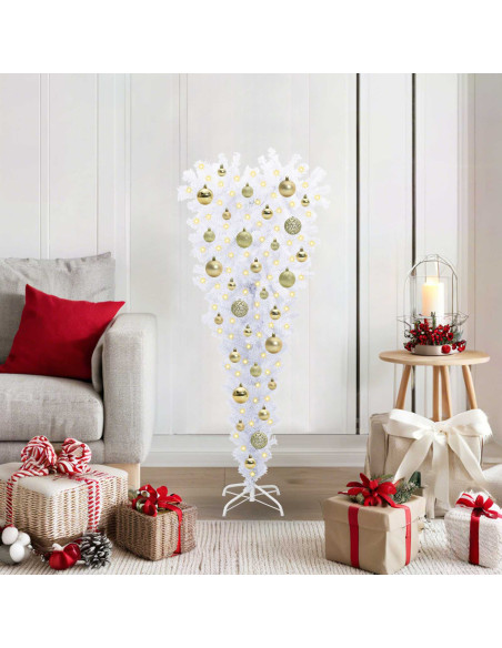 Albero di Natale artificiale Bianco 120 cm PVC e Acciaio