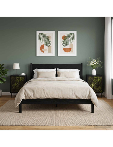 Armadio da Notte ELBURG 2 pz Rovere Nero 36 x 33 x 51 cm