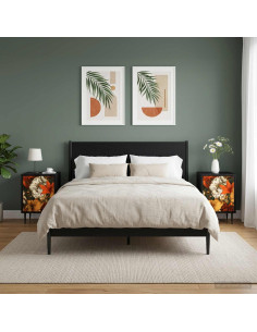 Armadio da Notte GENNEP 2 pz Rovere Nero 36 x 33 x 51 cm