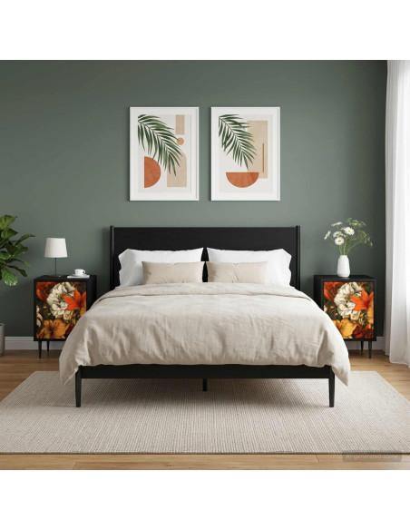Armadio da Notte GENNEP 2 pz Rovere Nero 36 x 33 x 51 cm