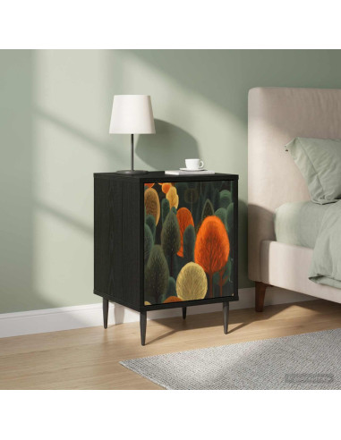 Armadio da Notte ZAANDAM 2 pz Rovere Nero 36 x 33 x 51 cm