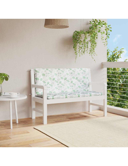 Cuscini Panca Giardino 2 pz Motivo a Foglie 120x50x7 cm Tessuto