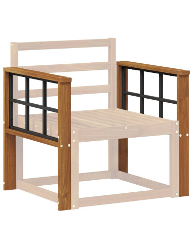 Bracciolo 2 pz Naturale 60 x 6 x 61 cm Legno di Acacia Massello