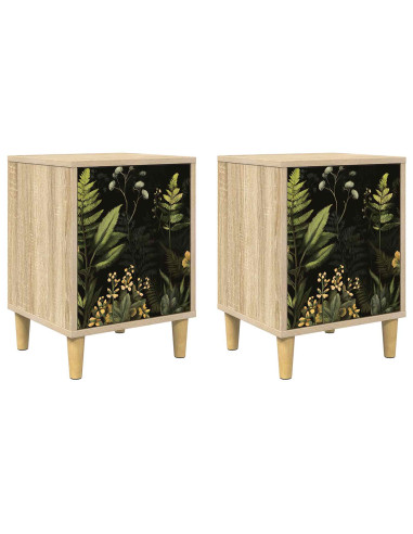 Armadio da Notte RHENEN 2 pz Rovere Sonoma 36 x 33 x 50 cm