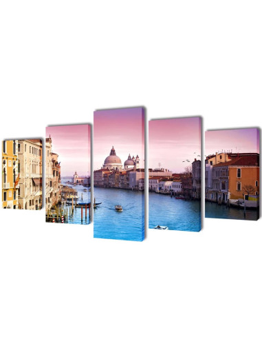 5 pz Set Stampa su Tela da Muro Venezia 200 x 100 cm