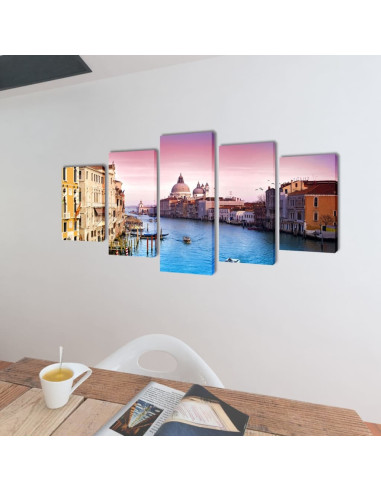 5 pz Set Stampa su Tela da Muro Venezia 200 x 100 cm