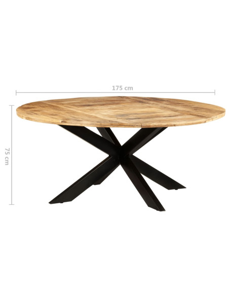 Tavolo da Pranzo Rotondo 175x75 cm in Massello di Mango Grezzo