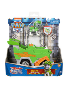 PAW Patrol | Veicolo Rescue Knights di Rocky | Camion per la Raccolta di rifiuti riciclabili con Personaggio Giochi Bambini dai 