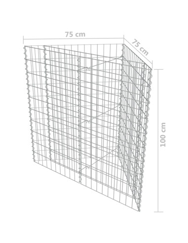 Gabbione Letto Rialzato in Acciaio Zincato 75x75x100 cm